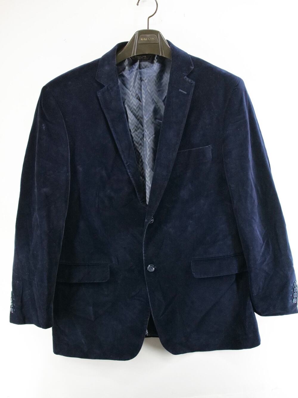 Camiloni Italia Velvet Blazer Men's 44R Navy Blue Italian Sports Coat